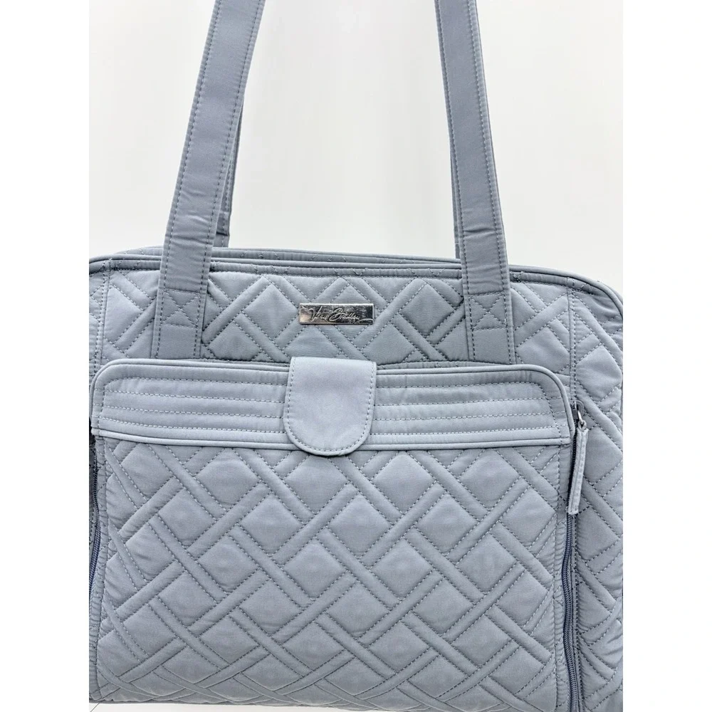 Vera Bradley Quilted Stroll Around Diaper Baby Shoulder Bag in Solid Gray $165